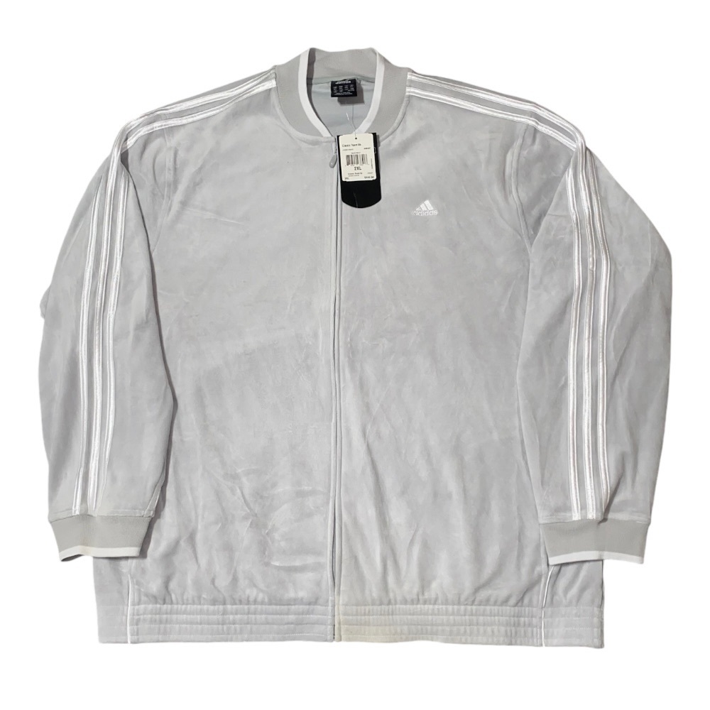 Vtg Adidas Track Jacket Velour NWT Ice Gray Size 2XL (B)